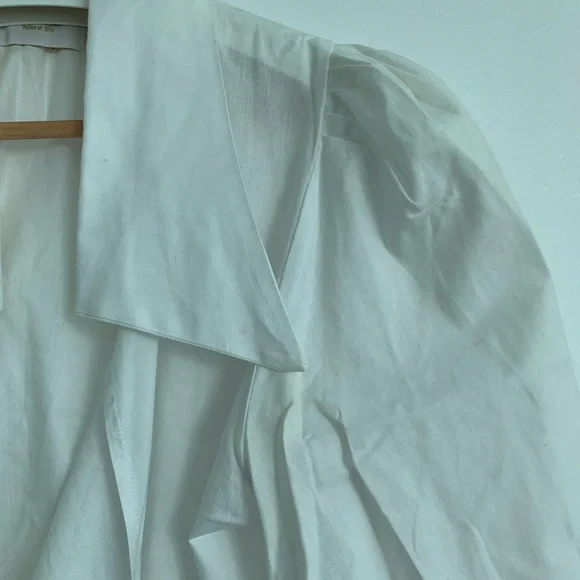 Maison Cléo US2-4 puff sleeve wrap blouse cropped white - Picture 2 of 5